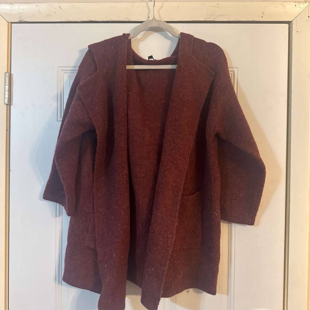 Very J Red Open-Front Cardigan Sweater